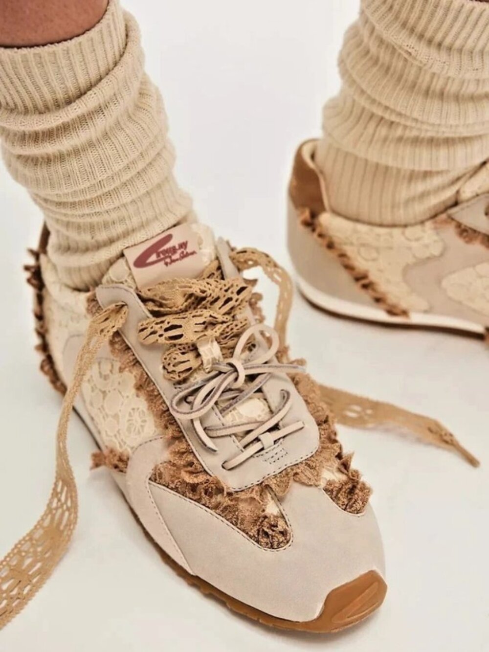Nash Lace Sneakers by Sam Edelman at Free People in Vanilla Bean Size 9.5 NIB